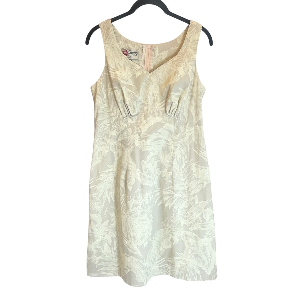 Hilo Hattie Vintage The Hawaiian Original Dress Beige‎ Tropical Floral Sheath  8